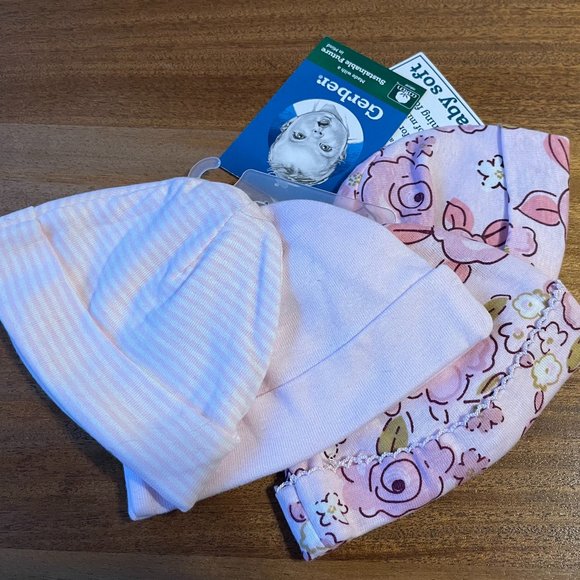 NEW Gerber Baby Girl Pink Princess Caps 4-Piece,newborn, quality sustainability - Picture 1 of 6